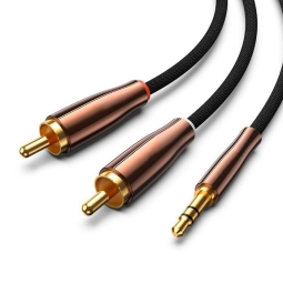 1m, 2x RCA - Audio-jack, AUX, 3.5mm, kaabel, juhe, PREMIUM