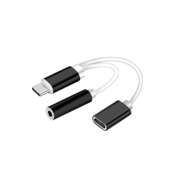 Адаптер: 0.1m, USB-C, папа - USB-C + Audio-jack, AUX, 3.5mm, мама (без DAC)