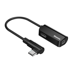 Baseus aдаптер, переходник: 0.12m, USB-C, Type-C, папа - USB-C, Type-C, мама + Audio-jack, AUX, 3.5mm, мама