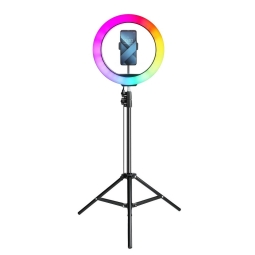 Selfie ring 12" with light, Multicolor, tripod up to 2.15m, OEM MJ33 , Ring tripod - Black