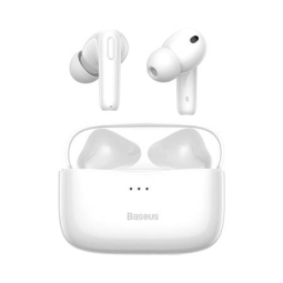 Wireless Earphones, Bluetooth 5.0,
 battery 45mAh up to 6 hours, case 480mAh, Baseus Simu S2 ANC - White