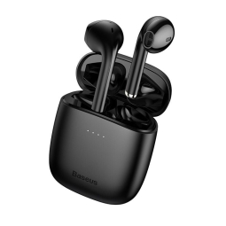 Wireless Earphones, Bluetooth 5.0,
 battery 37mAh up to 5 hours, case 400mAh, Baseus Encok W04 - Black