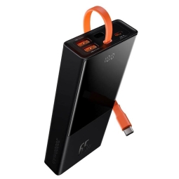 20000mAh Внешний аккумулятор, до 65W, QuickCharge, USB-C кабель: Baseus Elf - Чёрный