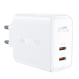 Laadija 2xUSB-C, kuni 45W, QuickCharge kuni 20V 2.25A: Acefast A29 - Valge