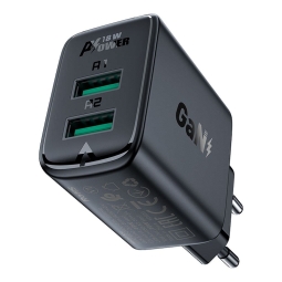 Laadija 2xUSB kuni 18W, Quick Charge kuni 12V 1.5A: Acefast A33 - Must