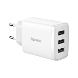 Laadija 3xUSB kuni 17W: Baseus Compact - Valge