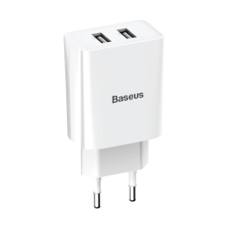 Charger 2xUSB, up to 10W: Baseus Mini Dual - White