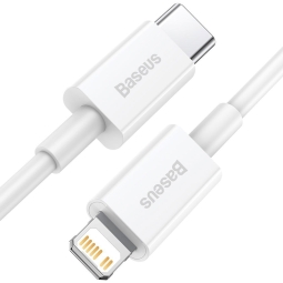 0.25m, Lightning - USB-C kaabel, juhe, kuni 20W: Baseus Superior - Valge