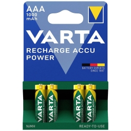 AAA akupatareid, 4x - Varta 1000mAh, HR03 NiMH 1.2V