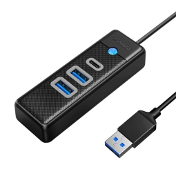 Делитель, хаб USB 3.0 hub 1xUSB-C, 2xUSB 3.0, 14cm: Orico PWC2U - Чёрный