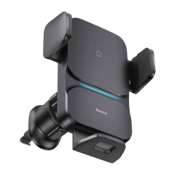 Wireless charger QI 15W, air vent car holder: Baseus Wisdom - Black