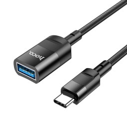 1.2m, USB 3.0, мама - USB-C, папа, OTG aдаптер, переходник: Hoco U107 - Чёрный