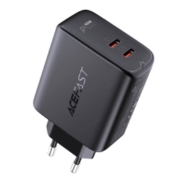 Laadija 2xUSB-C, kuni 40W (20W+20W), QuickCharge kuni 12V 1.67A: Acefast A9 - Must