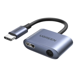 Adapter: 0.1m, USB-C, male, DAC - USB-C + Audio-jack, AUX, 3.5mm, female: Ugreen CM231 -  Dark Gray