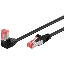 Network cable, internet cable: 1m, Cat.6, UTP, Patchcord, RJ45 - 1x90o - Black