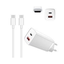 Зарядка USB-C: Кабель 2m + Адаптер 1xUSB-C + 1xUSB, до 45W QuickCharge