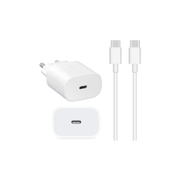 Laadija USB-C: Juhe 1m + Adapter 1xUSB-C, kuni 25W QuickCharge