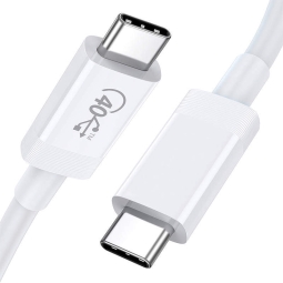 Juhe, kaabel: 0.8m, USB-C: pistik-pistik - USBv4, 8K60Hz, 40Gbps - Valge