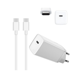 Laadija USB-C: Juhe 2m + Adapter 1xUSB-C, kuni 45W QuickCharge