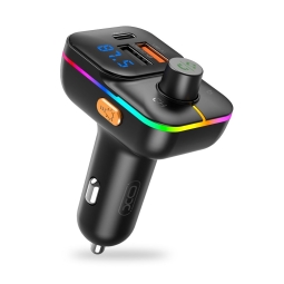 FM transmitter (USB, Bluetooth 5.0),  autolaadija: 1xUSB-C, 1xUSB, kuni 25W: Xo C09 - Must