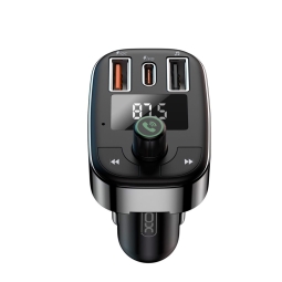 FM transmitter (USB, micro SD, Bluetooth 5.0),  autolaadija: 1xUSB-C, 1xUSB, kuni 25W: Xo C09 - Must