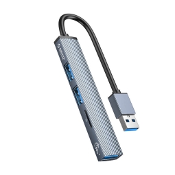 Делитель, хаб USB 3.0 hub: 3xUSB 3.0 + MicroSD картридер, 0.1m: Orico A12F - Тёмно-серый