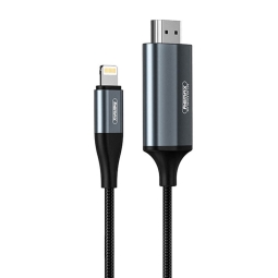 Кабель: 2m, Lightning - HDMI, 2K: Remax C017I - Чёрный