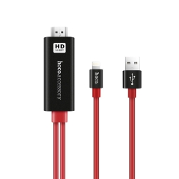 Cable: 2m, Lightning - HDMI, FullHD: Hoco UA4 -  Red