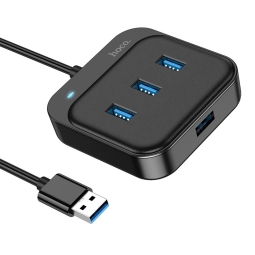 Делитель, хаб USB 3.0 hub: 4xUSB 3.0, 1.2m: Hoco HB31 - Чёрный