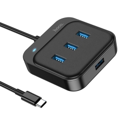 Делитель, хаб USB-С hub: 4xUSB 3.0, 0.2m: Hoco HB31 - Чёрный