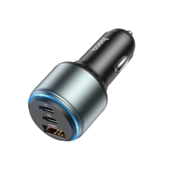 Автомобильная зарядка 2xUSB-C + 1xUSB, до 95W (65W,30W,18W), QuickCharge: Hoco NZ9 - Чёрный