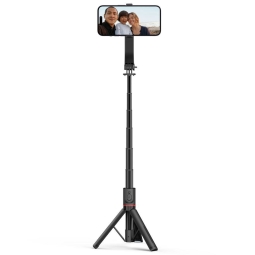 Selfie stick, tripod, up to 104cm, Magnet, Magsafe, Bluetooth, 198g: Tech L04S - Black