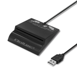 ID Считыватель: USB папа + USB-C адаптер - ID card, Smart card: Qoltec - Чёрный