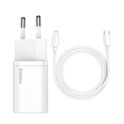 iPhone, iPad laadija: Кабель 1m Lightning + Адаптер 1xUSB-C, до 20W, QuickCharge: Baseus Super Si - Белый