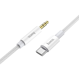 Кабель: 1m, USB-C - Audio-jack, AUX, 3.5mm: Hoco UPA19 -  Серебристый