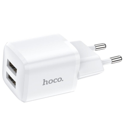 Charger 2xUSB, up to 12W, 5V 2.4A: Hoco Briar - White