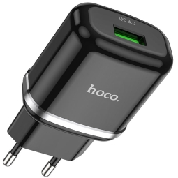 Laadija 1xUSB, kuni 18W, QuickCharge: Hoco N3 - Must