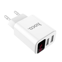 Hoco зарядка для телефона и планшета: 2xUSB до 2.1A + tester