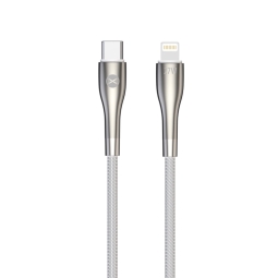 1m, Lightning - USB-C kaabel, juhe, kuni 27W: Forever Sleek - Valge