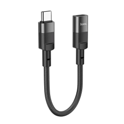 0.1m, Lightning, мама - USB-C, папа, aдаптер, переходник: Hoco U107 - Чёрный