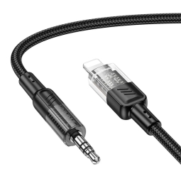 Кабель: 1.2m, Lightning - Audio-jack, AUX, 3.5mm: Hoco UPA27 - Чёрный