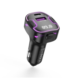 FM transmitter (USB, Bluetooth 5.3), car charger: 1xUSB-C, 1xUSB, up to 15W: Xo C12 - Black