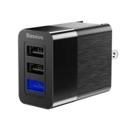 Reisija EU-US-UK laadija 3xUSB kuni 3.4A: Baseus Duke Travel - Must