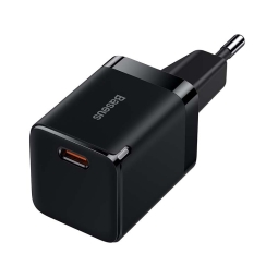 Laadija 1xUSB-C, kuni 30W, QuickCharge kuni 20V 1.5A: Baseus GaN3 - Must