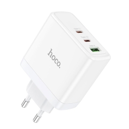 Зарядка 2xUSB-C + 1xUSB, до 65W, QuickCharge до 20V 3.25A: Hoco N30 - Белый