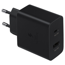 Зарядка 1xUSB-C + 1xUSB, до 35W, QuickCharge: Samsung Duo - Чёрный