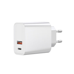 Зарядка 1xUSB-C + 1xUSB, до 30W QuickCharge адаптер питания