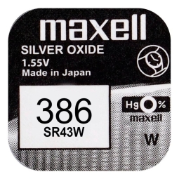 SR43 kellapatarei, 1x - Maxell - SR43, SR1142, L1142, 301, 386 - SG12, LR1142, AG12, LR43, 186