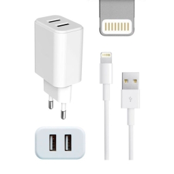 iPhone, iPad charger, Lightning: Cable 2m + Adapter 2xUSB, up to 10W