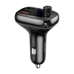 FM transmitter (USB, MicroSD, Bluetooth), car charger: 1xUSB-C, 2xUSB, up to 36W: Baseus S-13 - Black